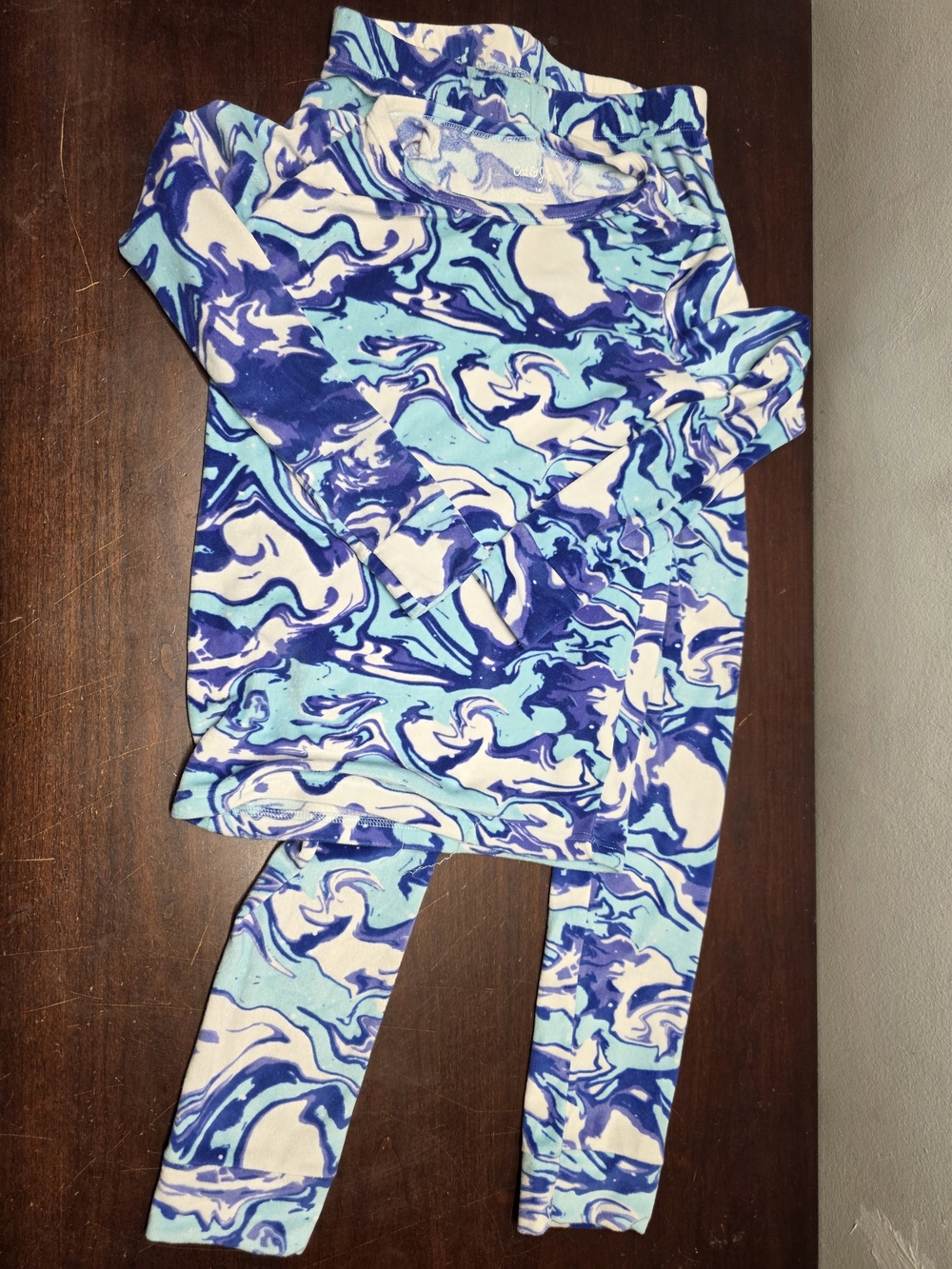 Cat & Jack Blue Marble-Print Pajama Set